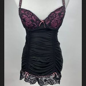 Black Silky sheer Lingerie Babydoll Teddy